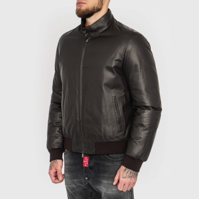 Пуховик кожаный Corneliani