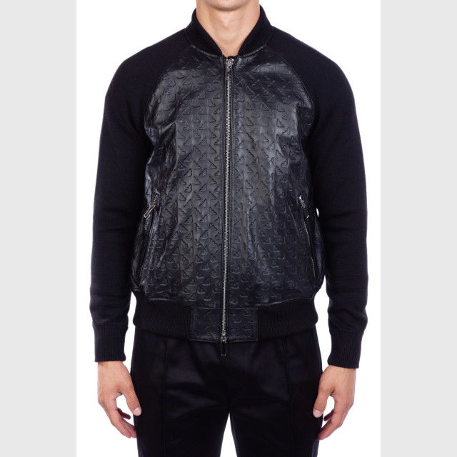 Куртка - бомбер с кожаными вставками Emporio Armani
