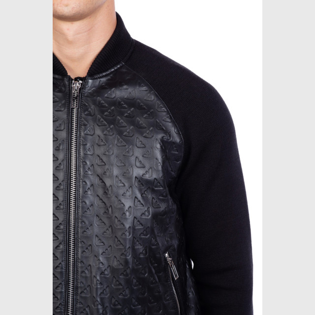Куртка - бомбер с кожаными вставками Emporio Armani
