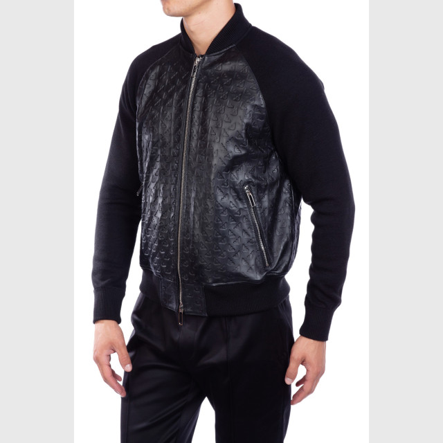 Куртка - бомбер с кожаными вставками Emporio Armani